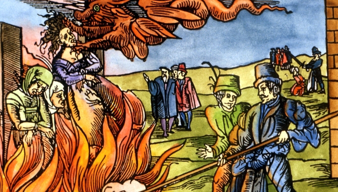 Représentation peinte de la chasse aux sorcières