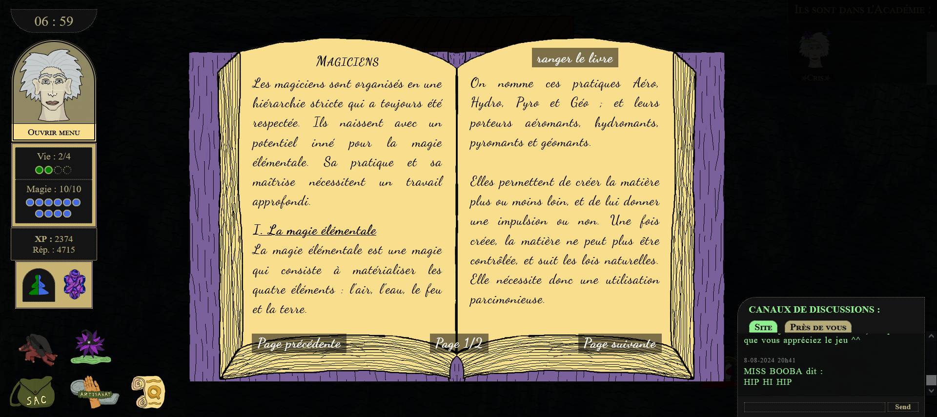 Jeu de magie : Etudiez à la bibliothèque